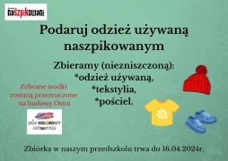 Zbiórka odzieży w przedszkolu