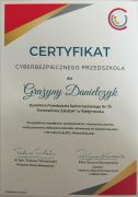 Certyfikat "Cyberbezpieczne Przedszkole"